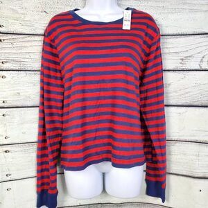 J.Crew Vintage Jersey Striped Cropped Long Sleeve Top XL NWT